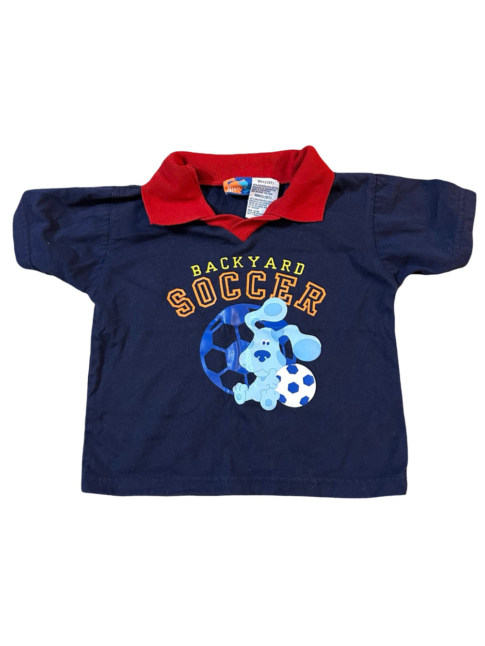 Y2K 2003 Blues Clues Collared Shirt Boys 3T Nick Jr Viacom Backyard Soccer Tee